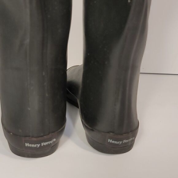 Henry Ferrera Tall Blk/Red Drawstring Rain Boots Ladies Size 8 - Picture 4 of 6